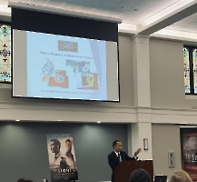 Dr. Wang, president of the Founders Club of the American Bible Project, presented about ABP