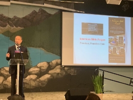 Dr. Wang, president of the Founders Club of the American Bible Project, presented about ABP